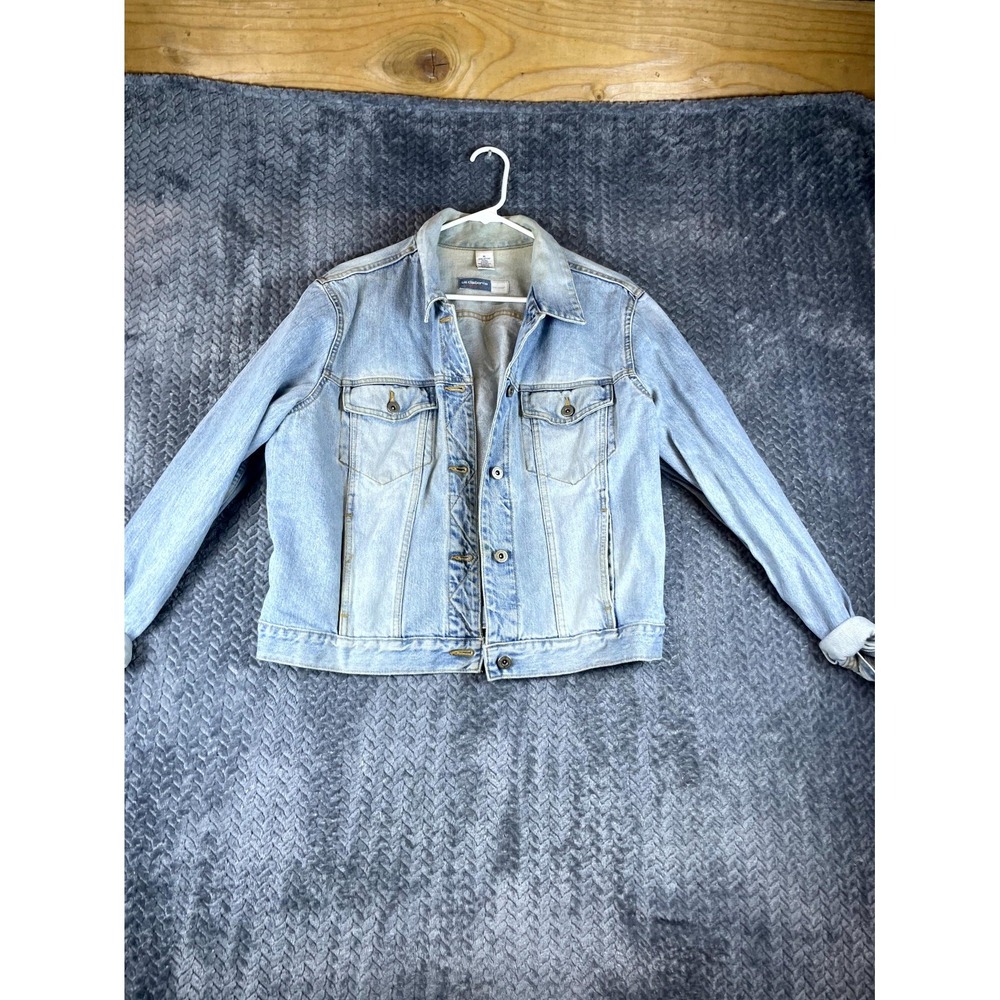 Vintage Liz Claiborne Denim Trucker Jacket Mens XL Blue Light Wash Button Front